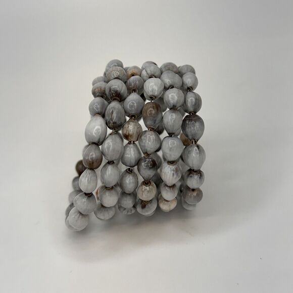 Job’s Tears Seed Bracelet Gray Boho Wrap Around Bangle Stacking Adlay - Picture 6 of 9